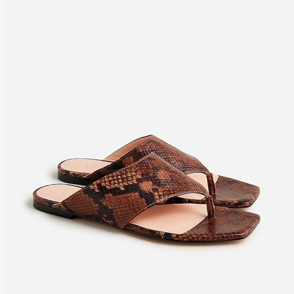 J Crew New Capri wide thong sandals in snake-embossed leather BX892 - Picture 1 of 3